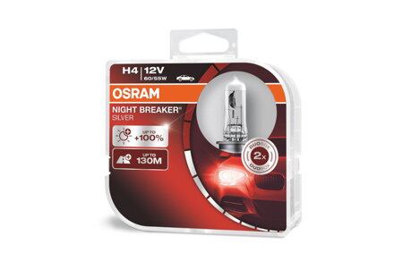 Halogénová žiarovka Osram H4 12V NIGHT BREAKER SILVER +100% -2 ks